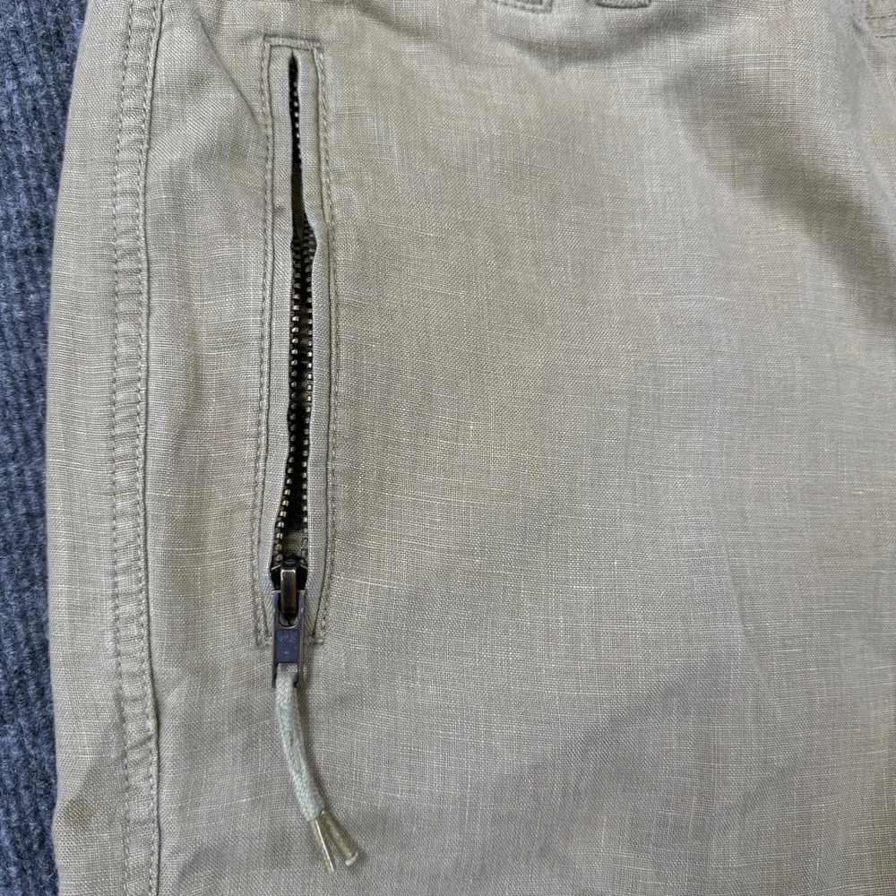Juicy Couture Mens Camo Linen Pants Tan Green Camouflage Straight Leg 70526
